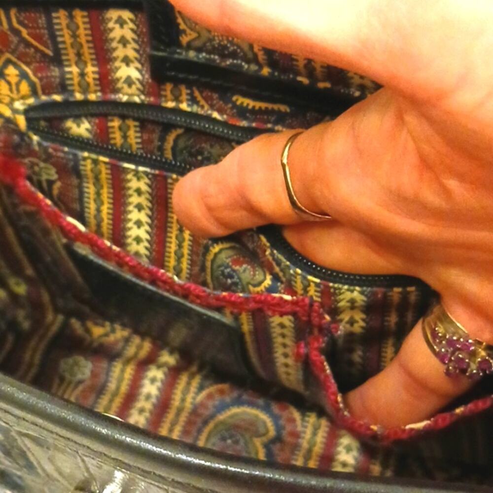 Brighton LEATHER Shoulder Bag Croc Embossed Leather & Whimsical Fabric C144458 - Picture 16 of 16